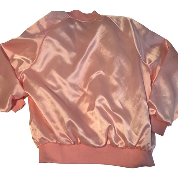 Vintage Pink Satin Bomber Jacket XL America’s Finest Made USA Snap Front - Picture 5 of 8